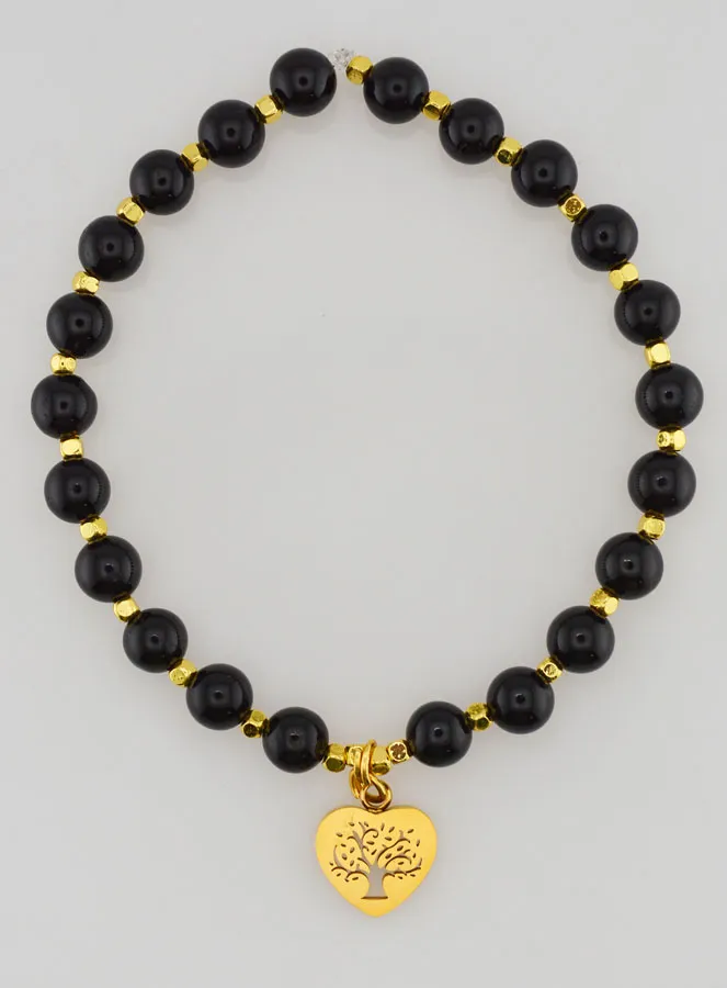 Armband aus Naturstein – Turmalin und Baum des Lebens (pic 1)