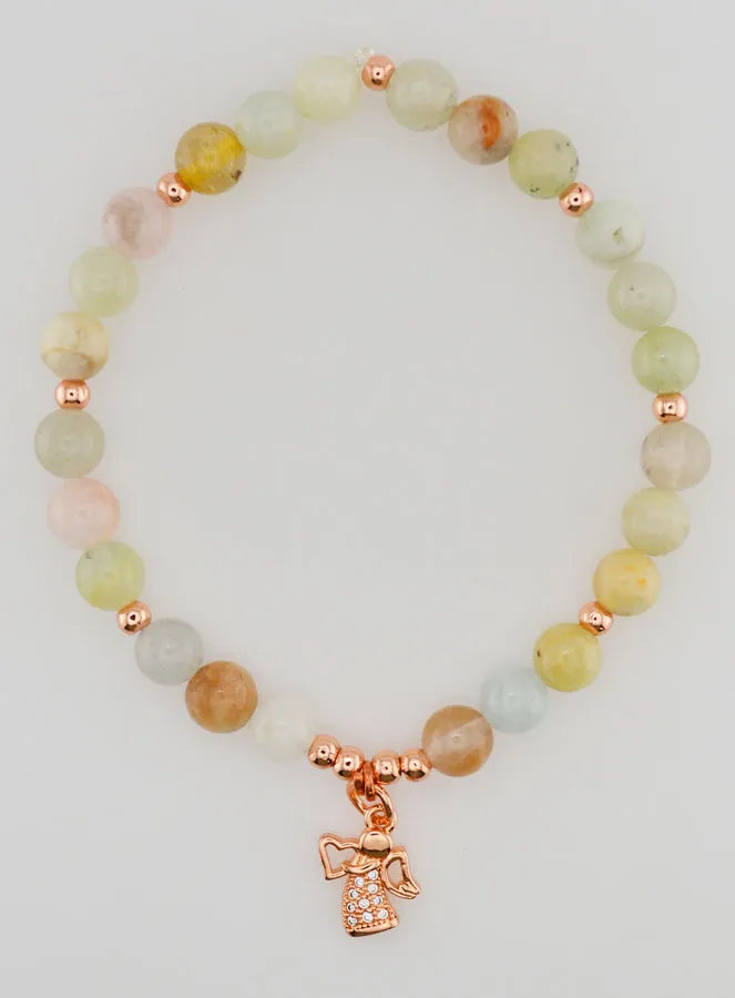 Armband aus Naturstein – Morganit und Schutzengel (pic 1)