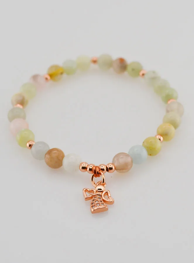 Armband aus Naturstein – Morganit und Schutzengel (pic 2)