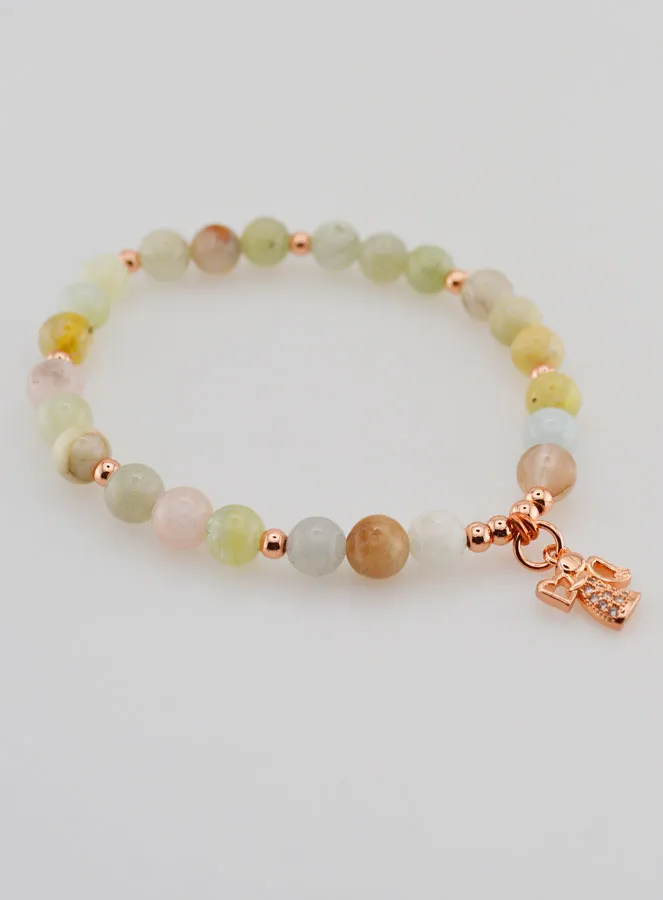 Armband aus Naturstein – Morganit und Schutzengel (pic 4)