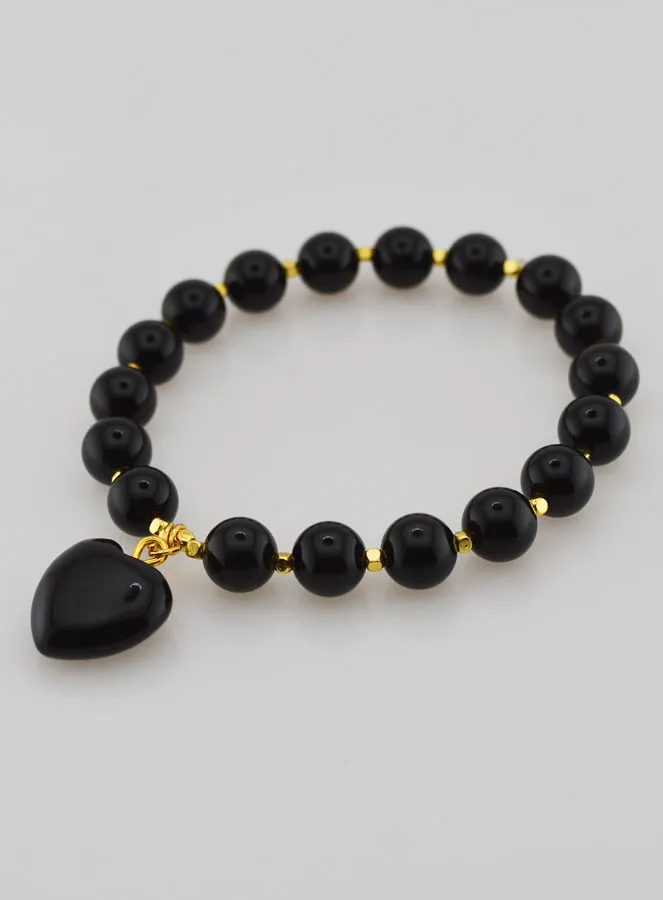 Naturstein Armband mit Herz – Obsidian (pic 3)