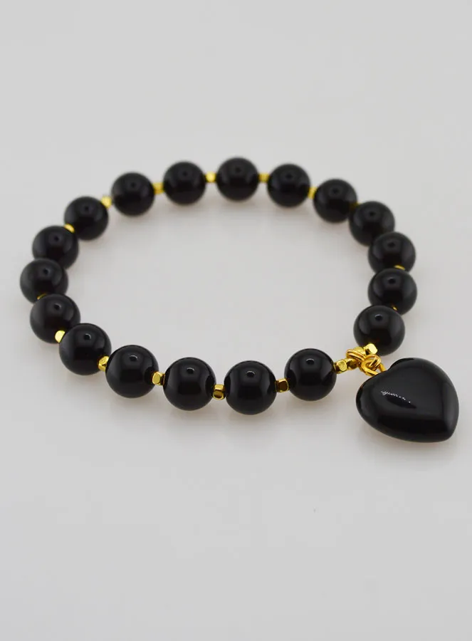 Naturstein Armband mit Herz – Obsidian (pic 4)