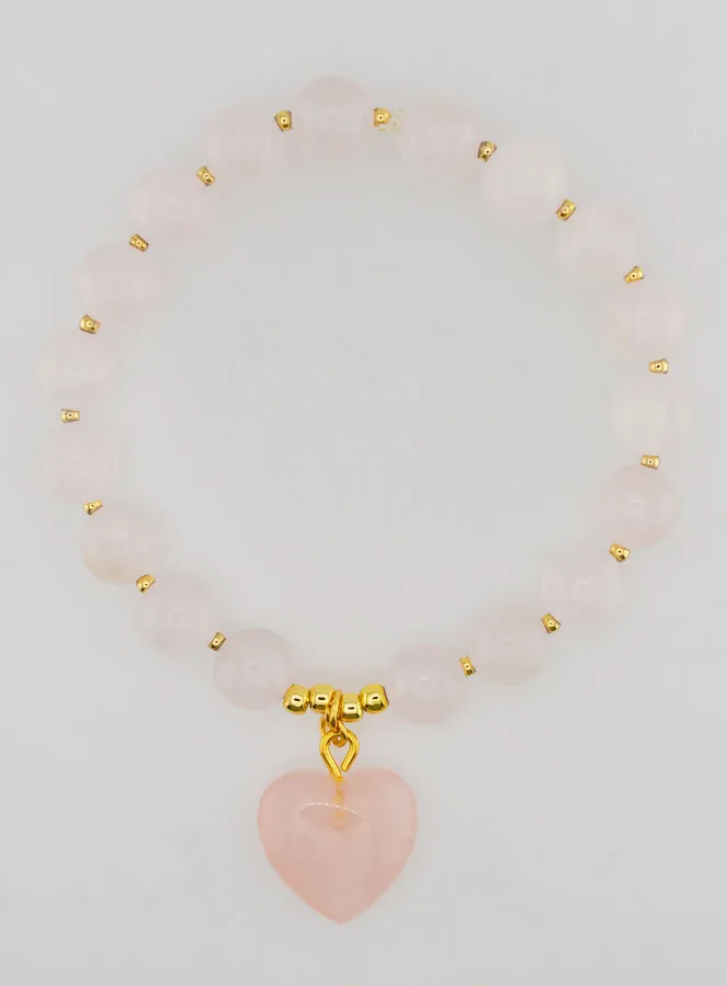 Edelstein Armband Herz – Rosenquarz (pic 1)