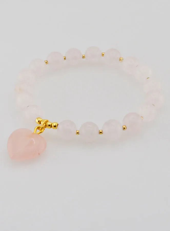 Edelstein Armband Herz – Rosenquarz (pic 3)