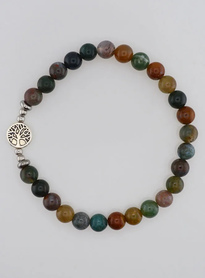 Armband aus Naturstein – Indischer Achat und Baum des Lebens (pic 1)