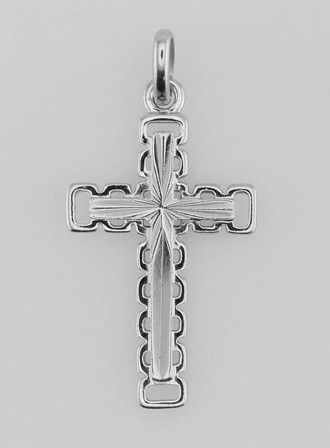 Anhänger mit Durchbrochenem Kreuz mit Muster - Silber (pic 1)