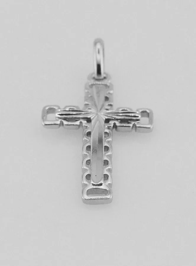 Anhänger mit Durchbrochenem Kreuz mit Muster - Silber (pic 2)