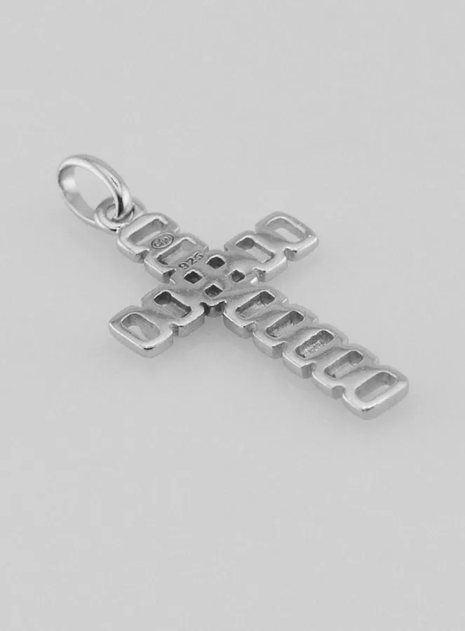 Anhänger mit Durchbrochenem Kreuz mit Muster - Silber (pic 4)
