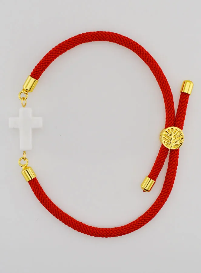 Religiöses Armband mit Kreuz – Rot (pic 1)