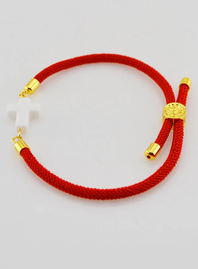 Religiöses Armband mit Kreuz – Rot (pic 2)
