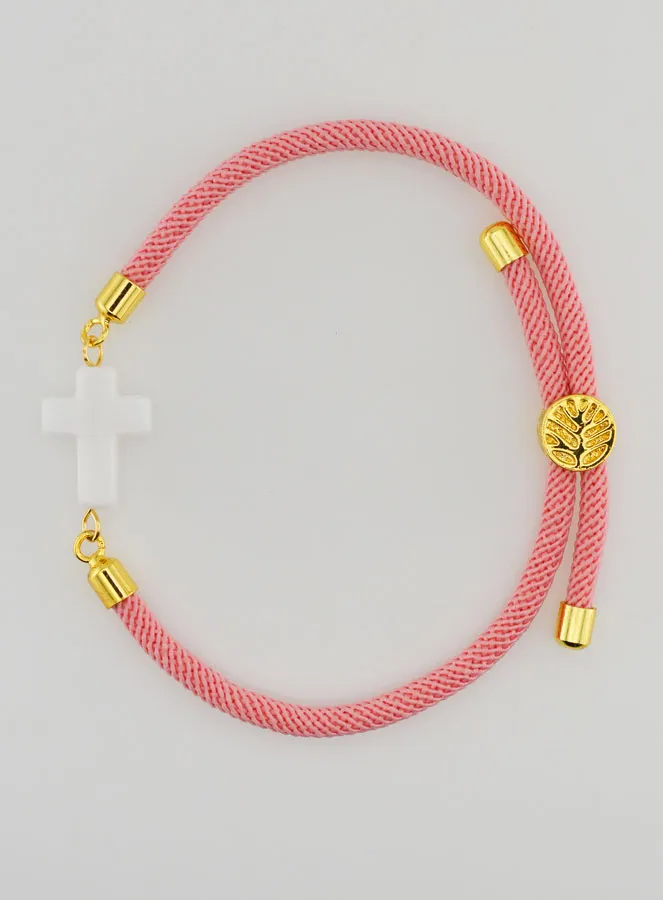 Religiöses Armband mit Kreuz – Rosa (pic 1)