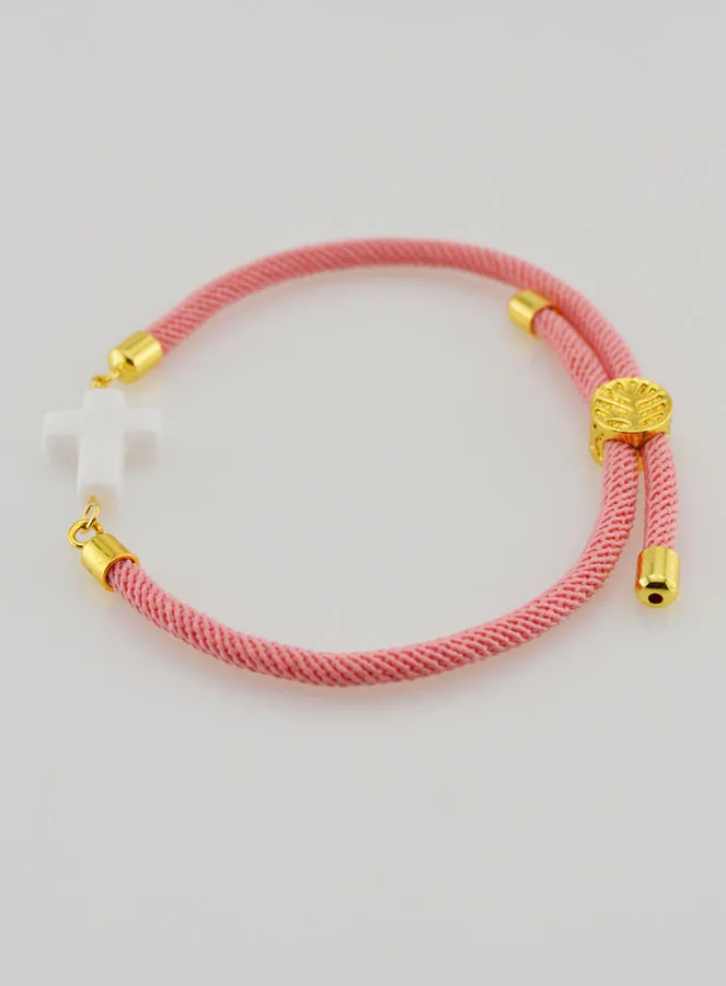 Religiöses Armband mit Kreuz – Rosa (pic 2)