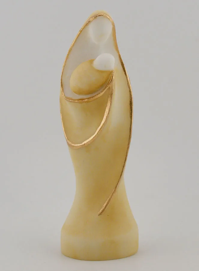Statue Madonna mit Kind aus Bemaltem Alabaster – 12cm (pic 1)