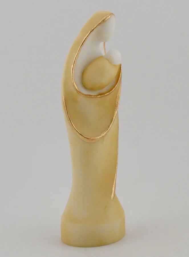 Statue Madonna mit Kind aus Bemaltem Alabaster – 12cm (pic 3)