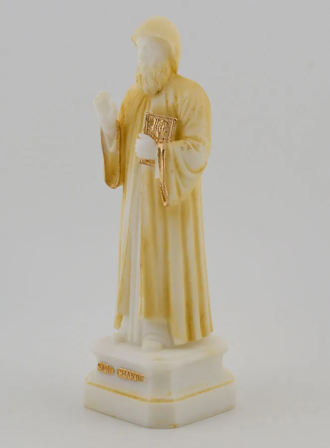 Figur des Heiligen Charbel aus Bemaltem Alabaster – 12cm (pic 2)