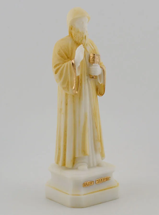 Figur des Heiligen Charbel aus Bemaltem Alabaster – 12cm (pic 3)