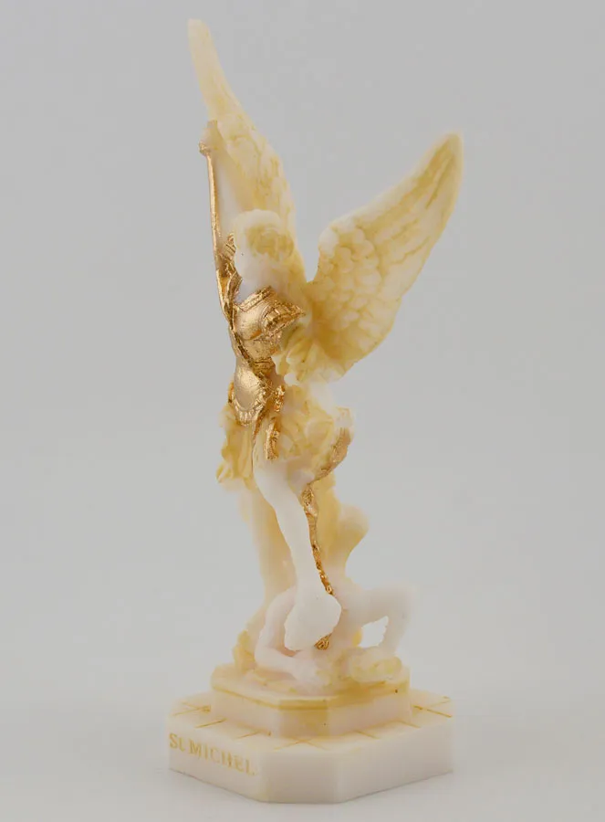 Figur des Heiligen Michael aus Bemaltem Alabaster – 12cm (pic 2)