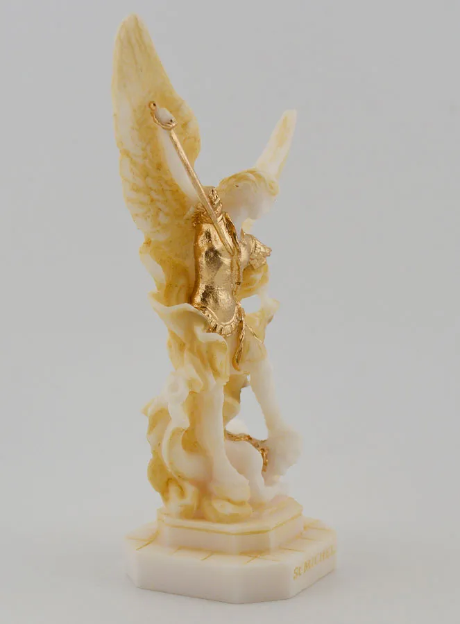 Figur des Heiligen Michael aus Bemaltem Alabaster – 12cm (pic 3)