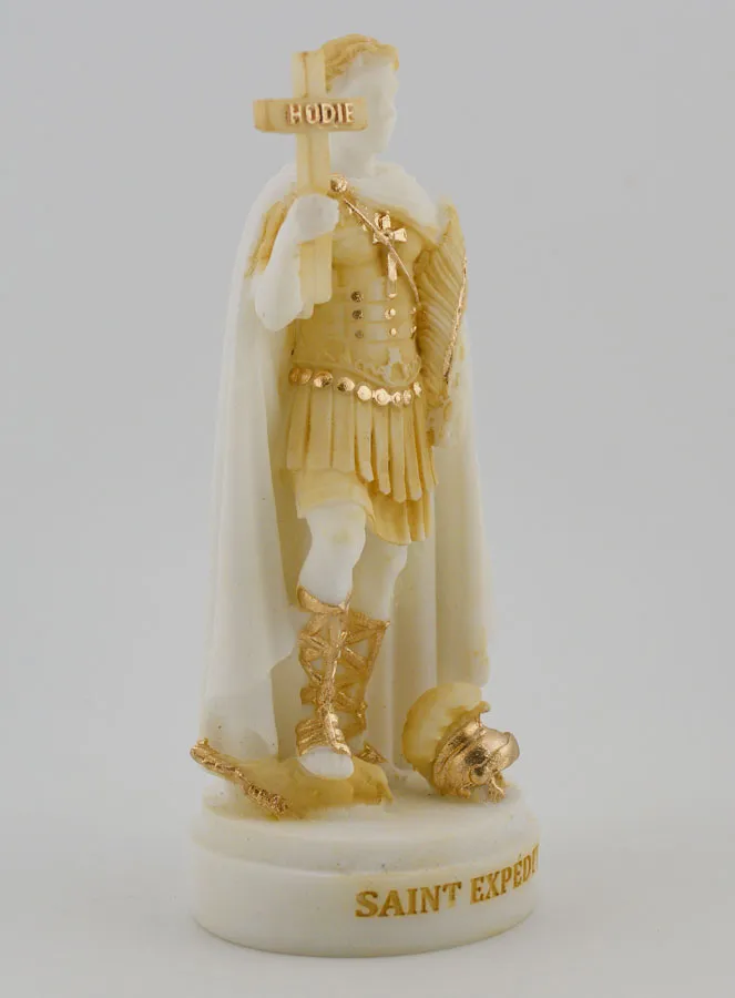 Figur des Heiligen Expeditus aus Bemaltem Alabaster – 12cm (pic 3)