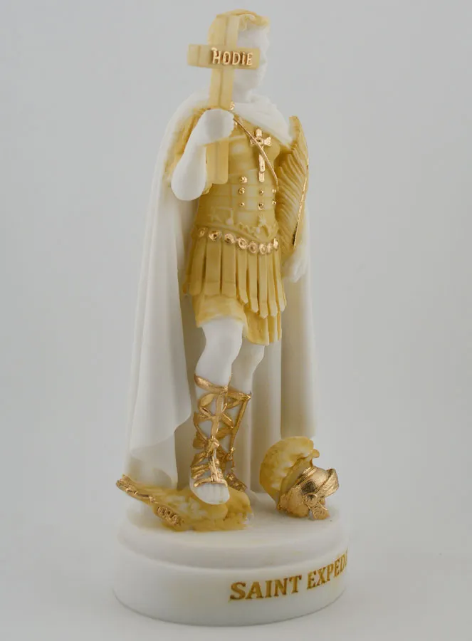 Figur des Heiligen Expeditus aus Bemaltem Alabaster – 19cm (pic 3)