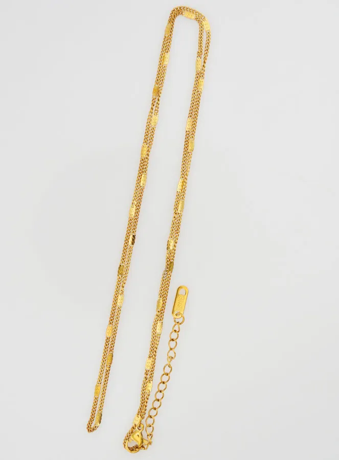 Goldfarbene Modekette im Panzerglied-Stil – 60cm (pic 3)