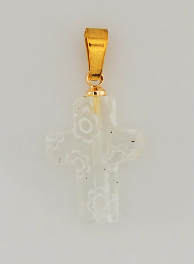 Handgefertigter Glas-Kreuz-Anhänger – Weiß (pic 1)