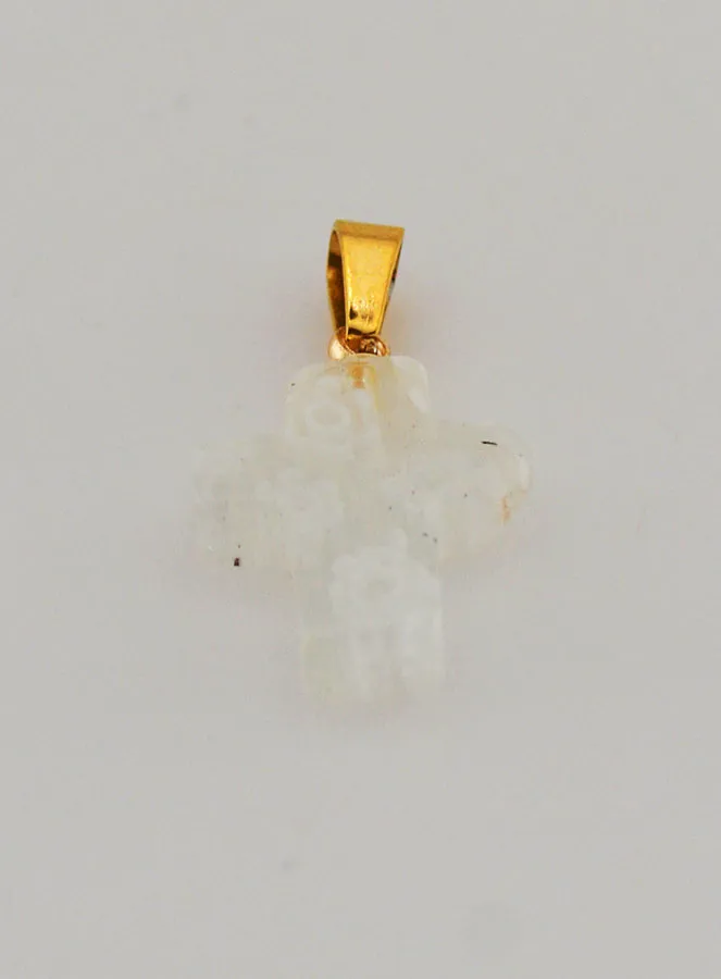 Handgefertigter Glas-Kreuz-Anhänger – Weiß (pic 2)