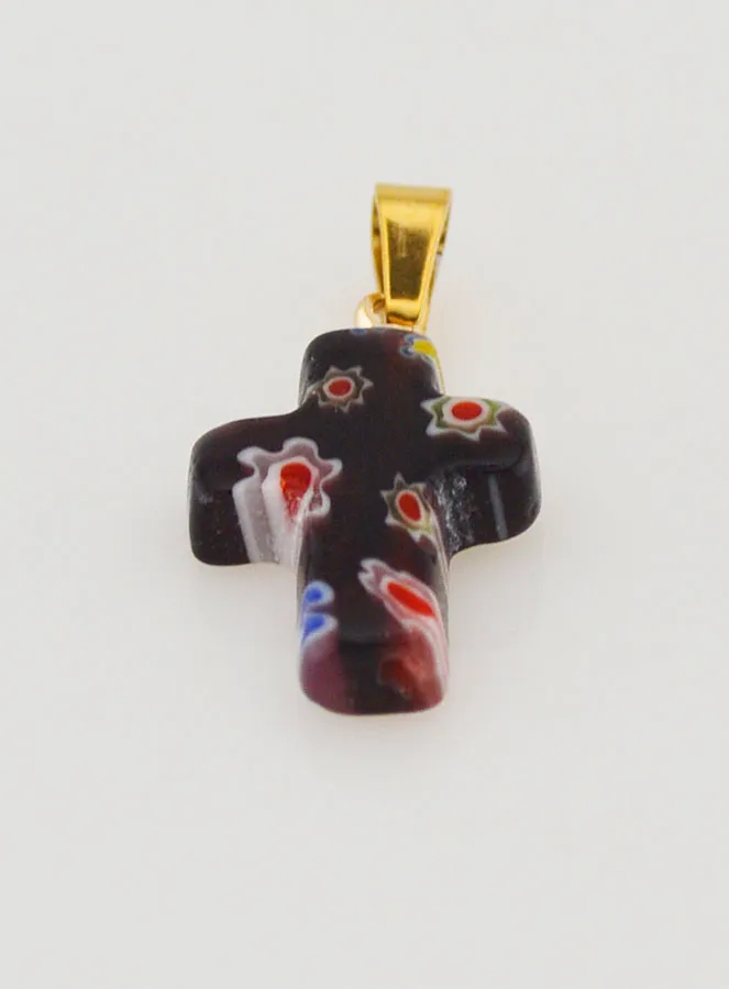 Handgefertigter Glas-Kreuz-Anhänger – Schwarz (pic 2)