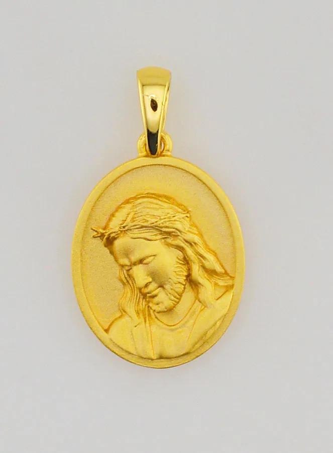 Jesus Medaille aus Silber 18K Vergoldet – 16mm (pic 1)