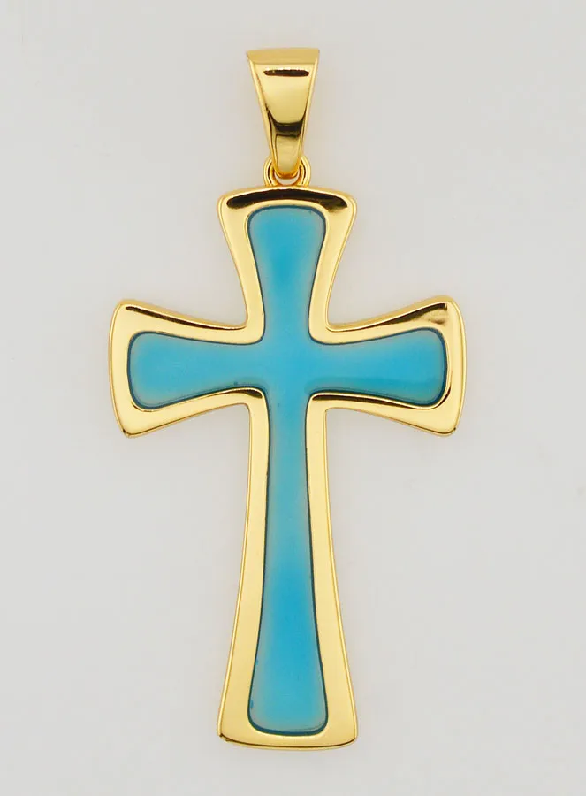 Kreuz-Anhänger 4cm – Türkis Blau (pic 1)