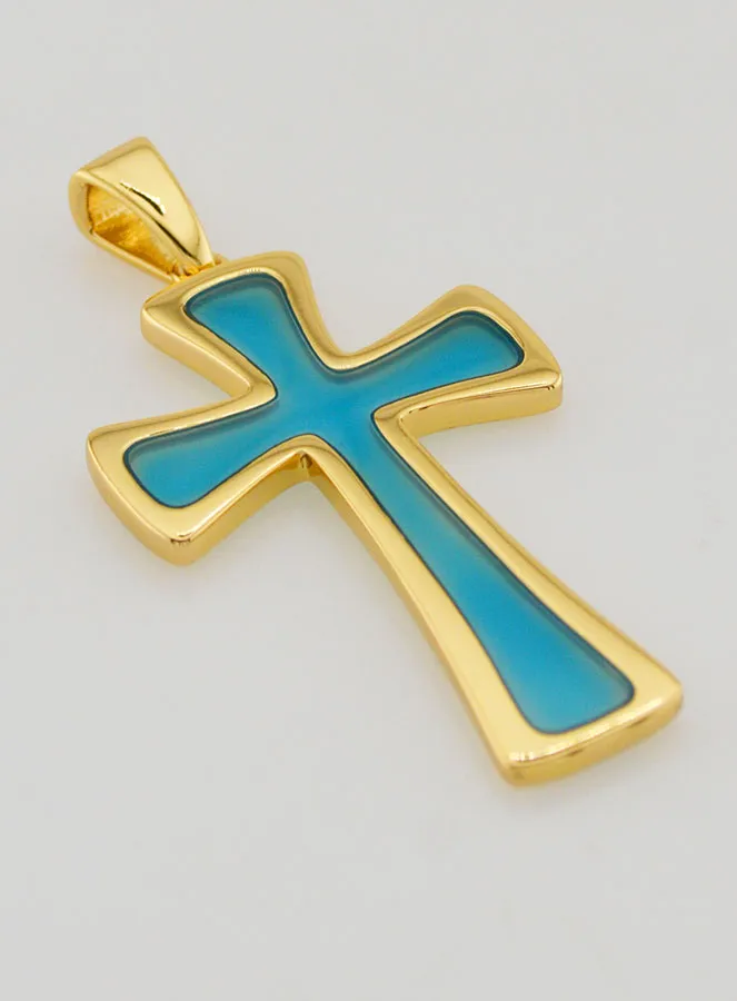 Kreuz-Anhänger 4cm – Türkis Blau (pic 3)