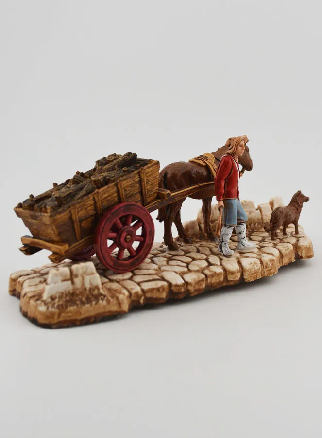 Krippenfigur Holzfäller mit Karren – Höhe 6 cm (pic 3)