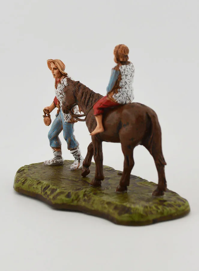 Krippenfigur Bergbewohner und Kind auf einem Pferd – Höhe 6 cm (pic 2)