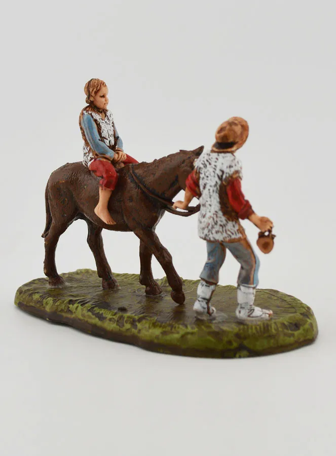 Krippenfigur Bergbewohner und Kind auf einem Pferd – Höhe 6 cm (pic 4)
