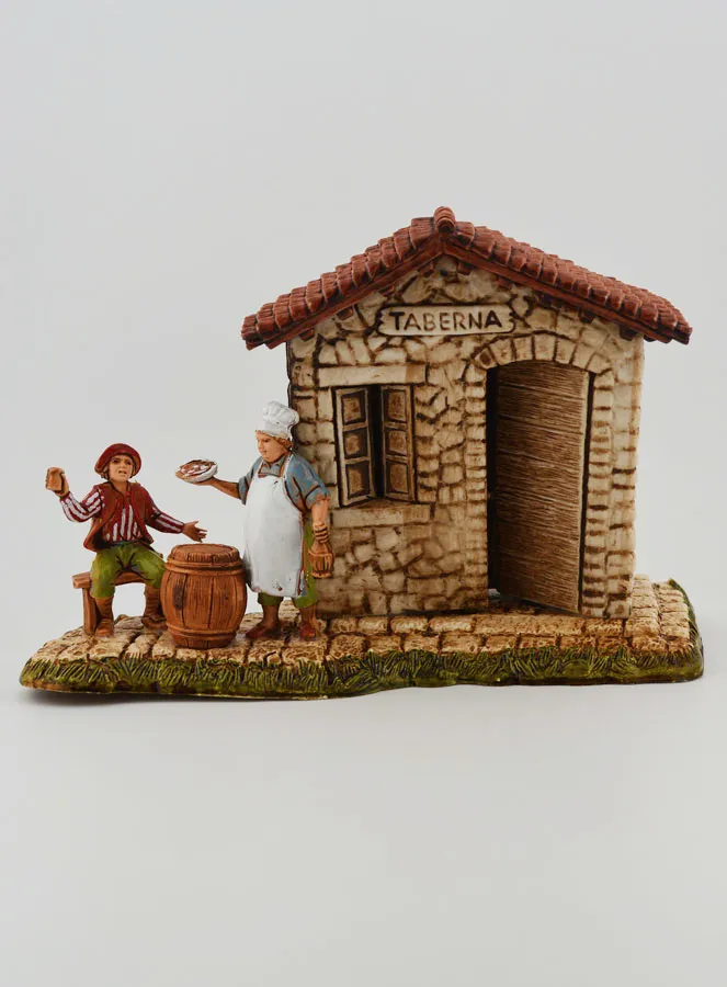 Krippenfigur Taverne mit Wirt und Gast (pic 1)