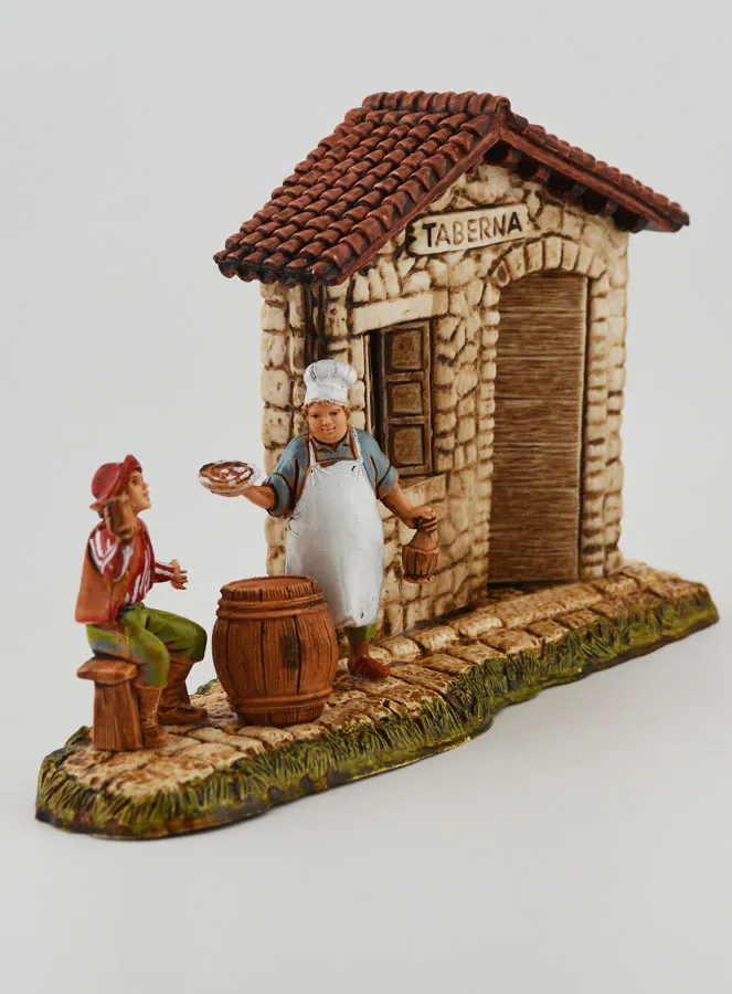 Krippenfigur Taverne mit Wirt und Gast (pic 3)