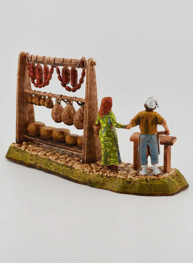 Krippenfigur – Metzger mit seinem Verkaufsstand – 6cm (pic 4)