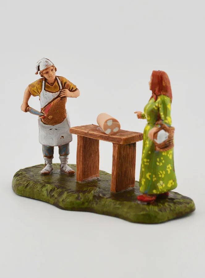 Krippenfigur Metzger und Kundin – 6cm (pic 3)