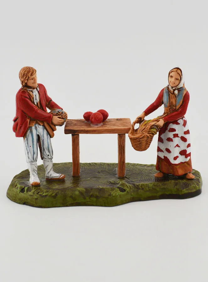 Krippenfigur Gemüsehändler und Kundin – 6 cm (pic 1)