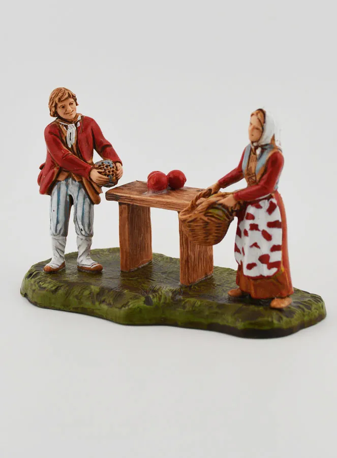 Krippenfigur Gemüsehändler und Kundin – 6 cm (pic 3)