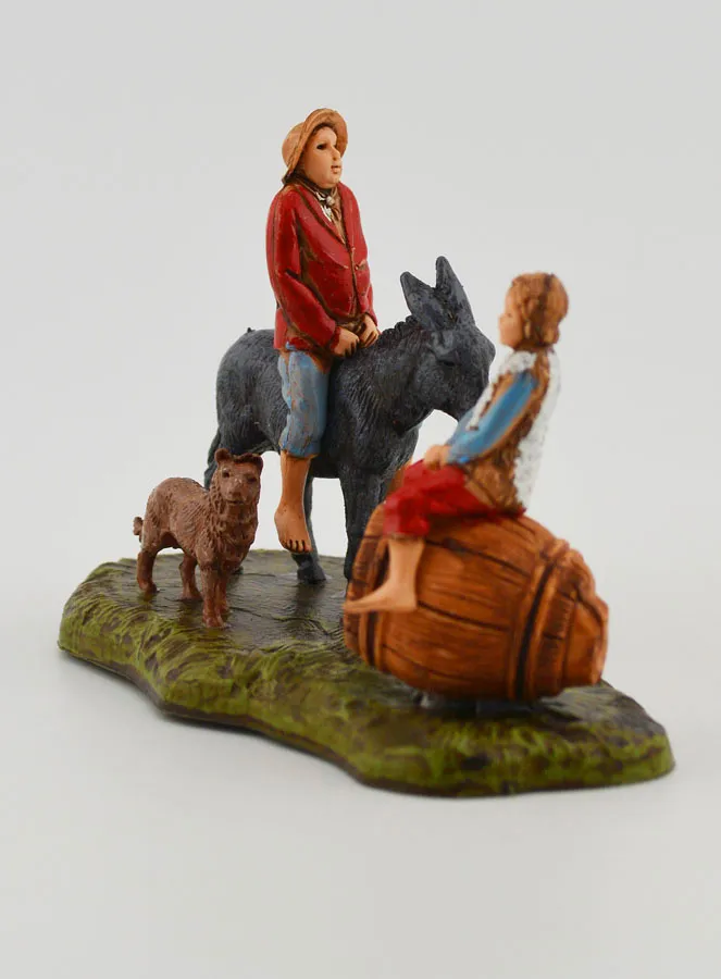 Krippenfigur Mann mit Esel und Kind – 6cm (pic 2)