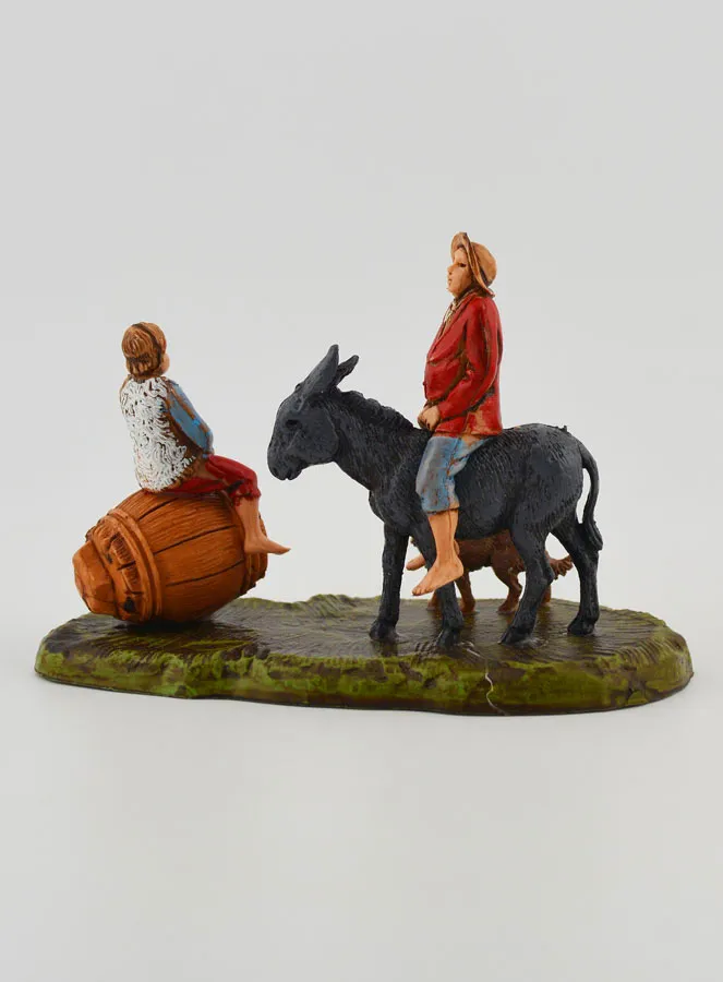 Krippenfigur Mann mit Esel und Kind – 6cm (pic 4)