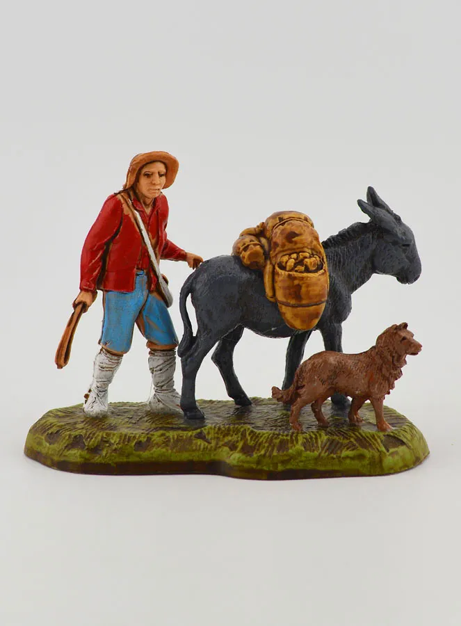 Krippenfigur Mann und sein Maultier – 6 cm (pic 1)