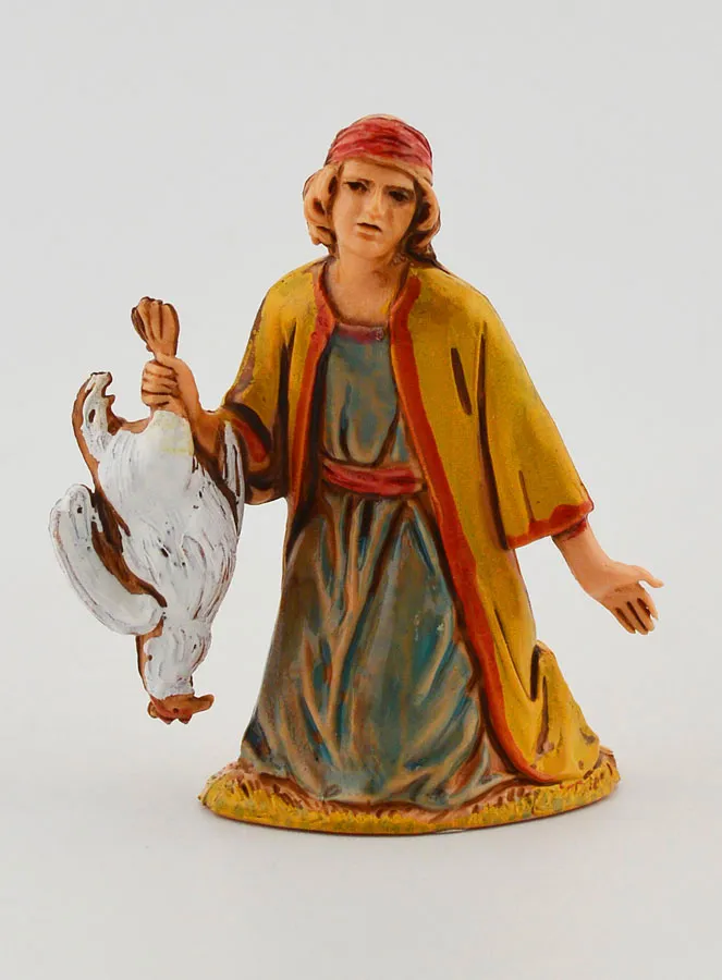 Krippenfigur Mann mit Huhn – 6 cm (pic 1)