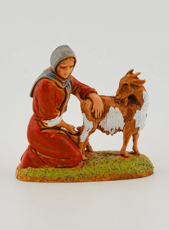 Krippenfigur Bäuerin die ihre Ziege Melkt – 6cm (pic 1)