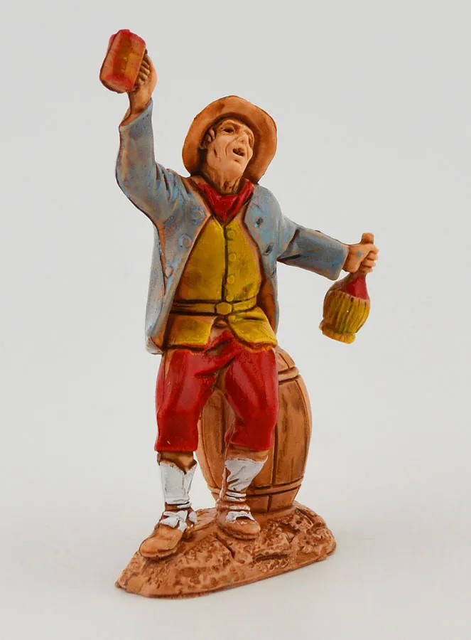 Krippenfigur Weintrinker auf seinem Fass – 6cm (pic 3)