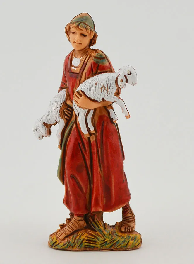 Krippenfigur Hirte mit seinen Lämmern – 6cm (pic 1)