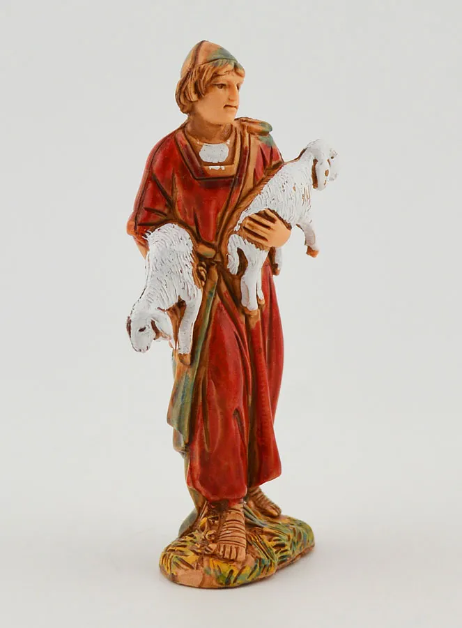 Krippenfigur Hirte mit seinen Lämmern – 6cm (pic 3)