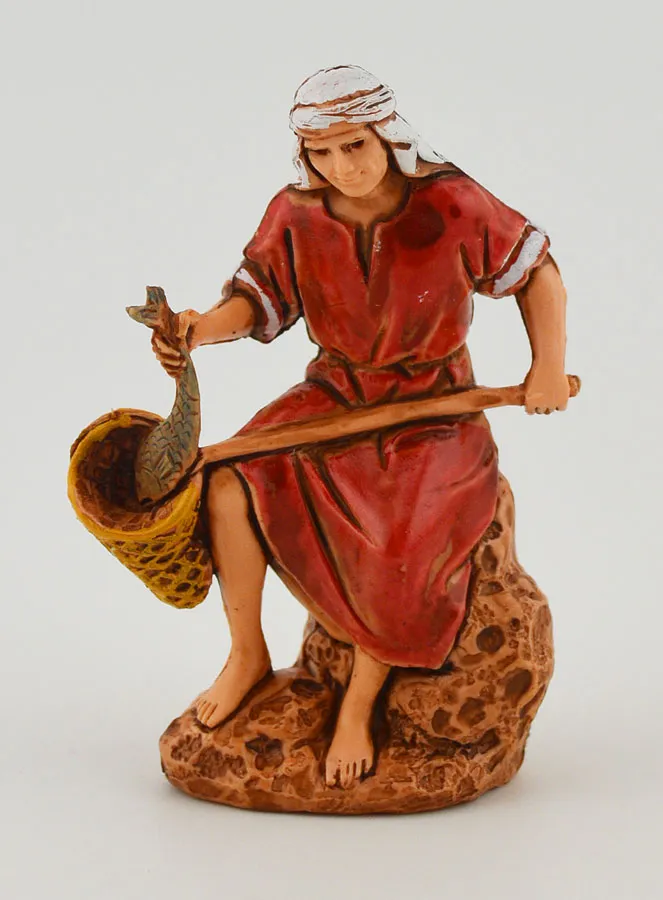 Krippenfigur Fischer mit Kescher – 6cm (pic 1)