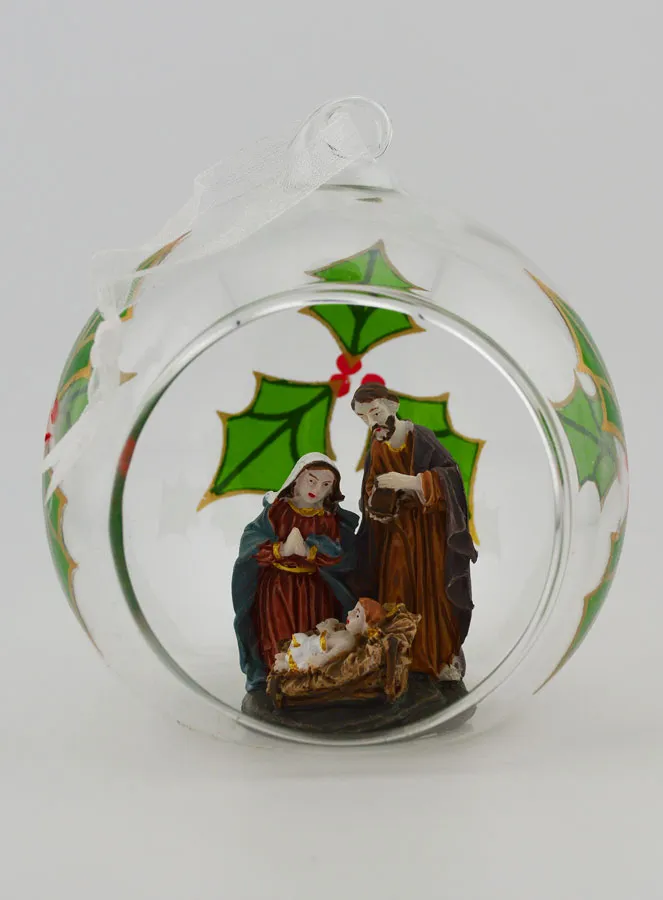 Weihnachtskugel aus Glas 10cm – Weihnachtskrippe (pic 1)